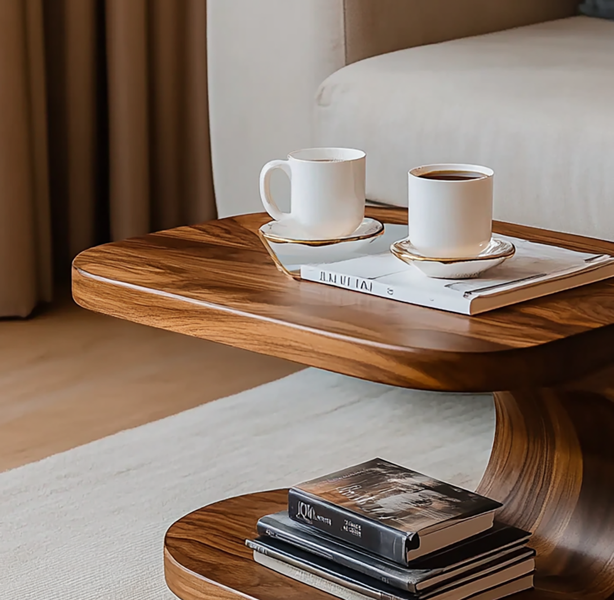 Handcrafted Solid Wood Sculptural End Table Artistic Elegance with Everyday Functionality