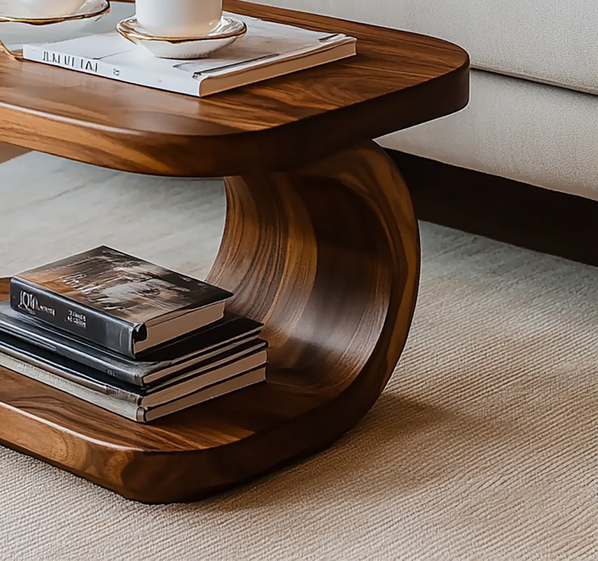 Handcrafted Solid Wood Sculptural End Table Artistic Elegance with Everyday Functionality