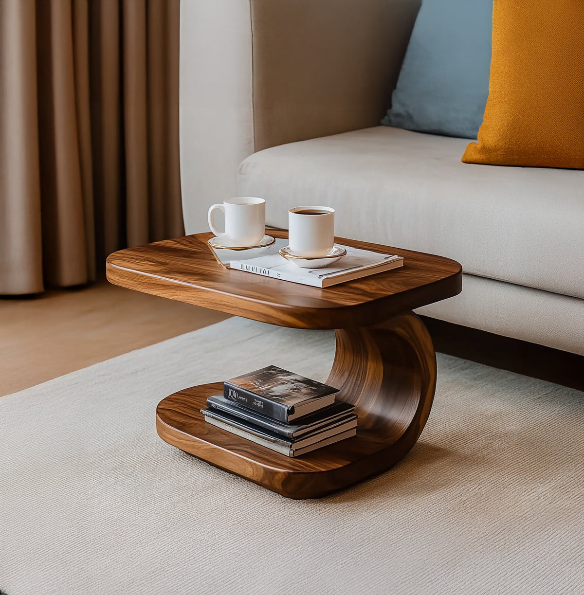 Handcrafted Solid Wood Sculptural End Table Artistic Elegance with Everyday Functionality