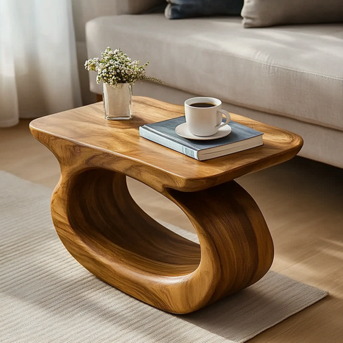 Handcrafted Solid Wood Sculptural End Table Artistic Elegance with Everyday Functionality