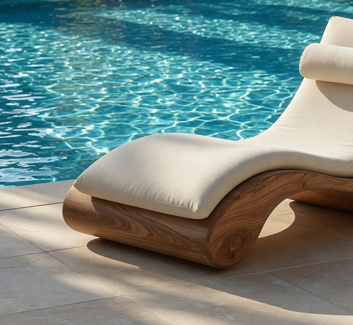 Organic wave outdoor daybed for patio or garden seating