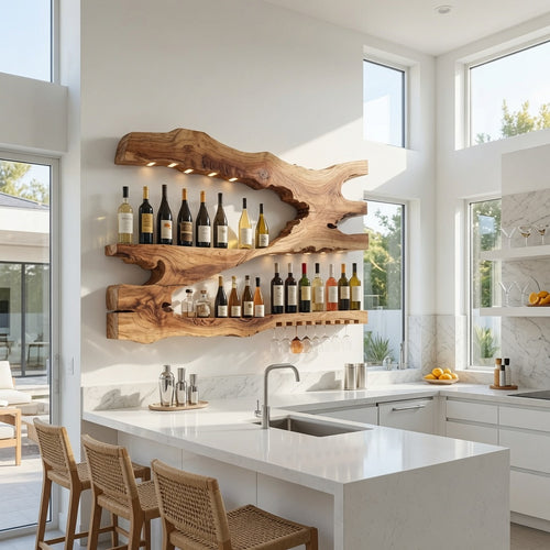 Handcrafted Wine Holder For Kitchen Wine Wall Accent
