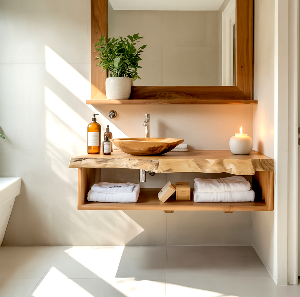 Handcrafted Bathroom Shelf Furniture Decor Solution