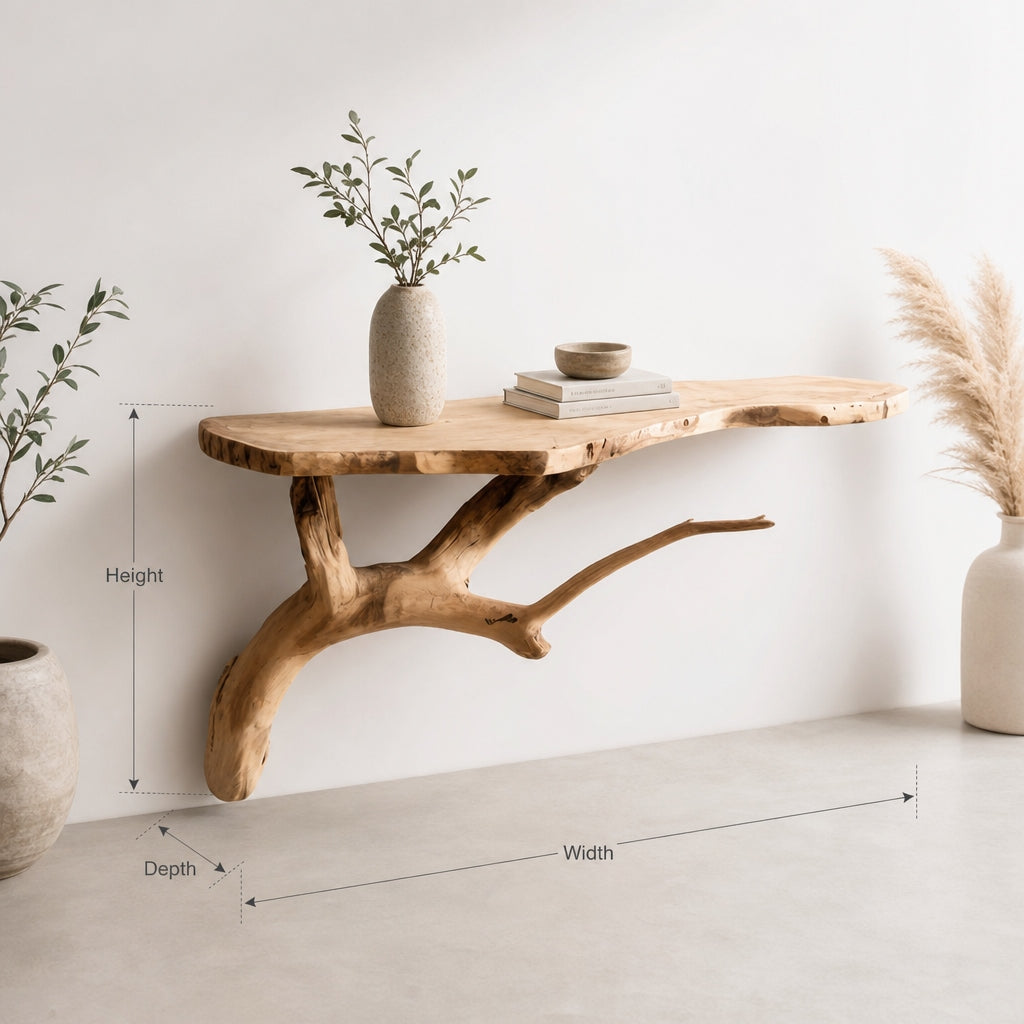 Handcrafted Floating Shelf – Natural Edge Wood Storage for Living Room