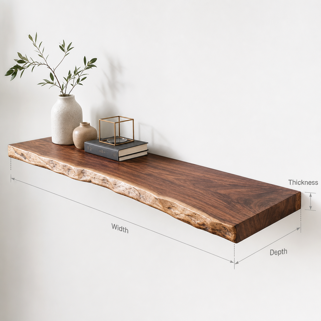 Handcrafted Floating Shelves Solid Wood Shelf – Boho Home Decor