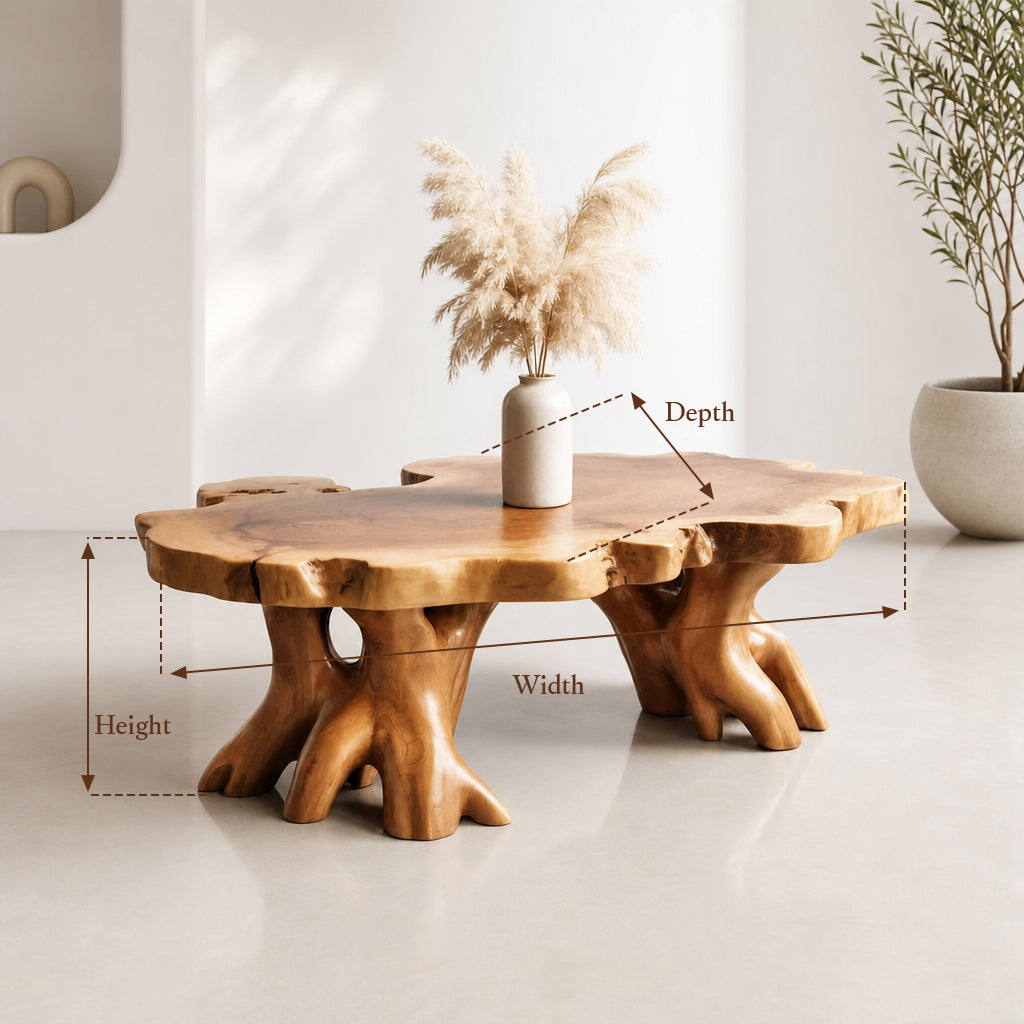 Handcrafted Live Edge Coffee Table – Natural Tree Root Design