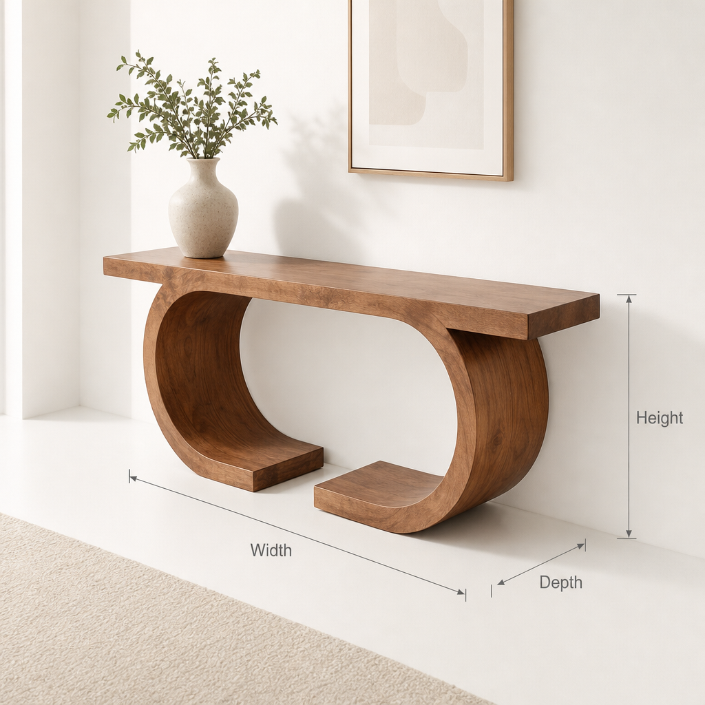 Handcrafted Live Edge Console Table, Sculptural Organic Wood Entryway Furniture