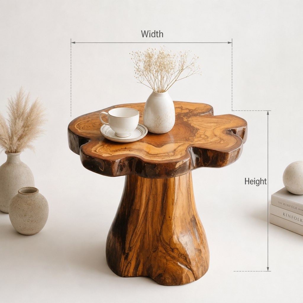 Handcrafted Live Edge End Table with Natural Grain for Artisanal Home Decor