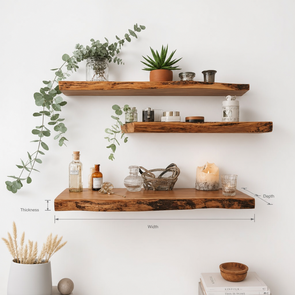 Handcrafted Live Edge Floating Shelf – Rustic Wood Shelves
