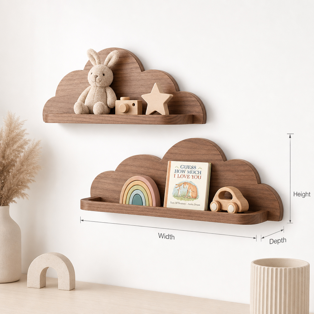 Handcrafted Live Edge Floating Shelves for Nursery – Natural Solid Wood Decor for Kids' Rooms & Playrooms