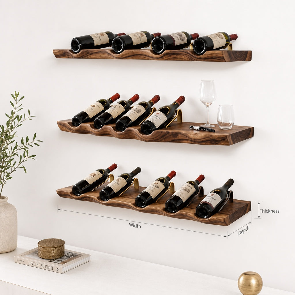 Handcrafted Live Edge Floating Whiskey & Wine Bar – Special Gift for Sports & Wine Loving Dad