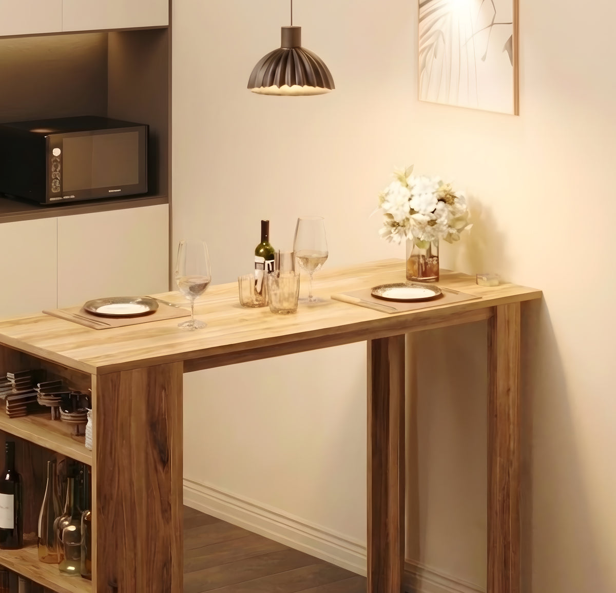 Handcrafted Live Edge Solid Wood Bar Table Rustic Console & Breakfast Bar