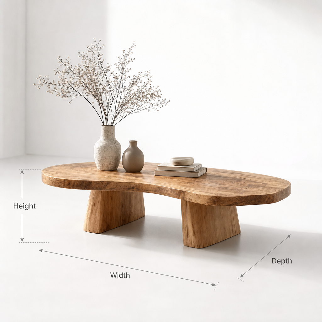 Handcrafted Live Edge Solid Wood Coffee Table – Modern Sculptural Centerpiece