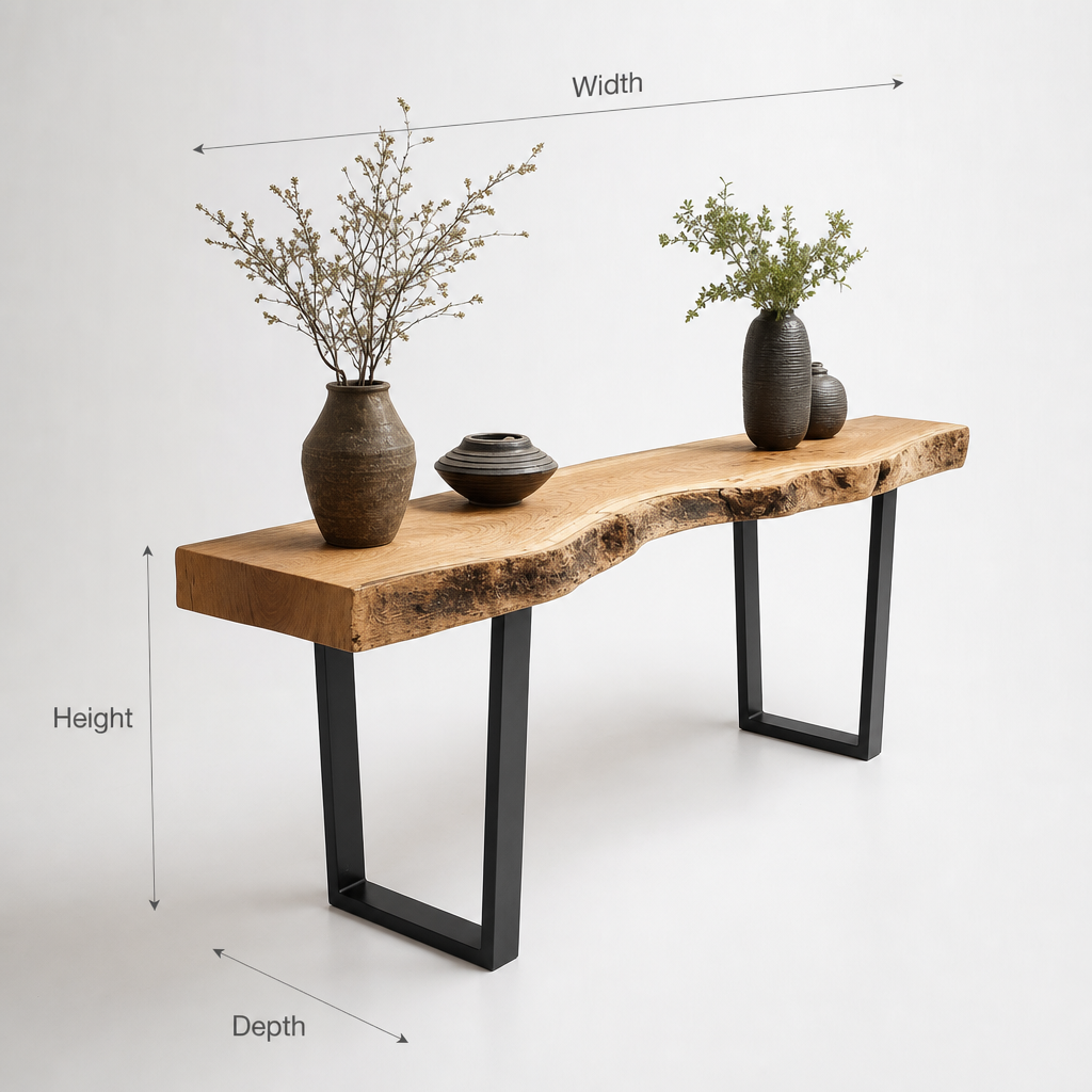 Handcrafted Live Edge Solid Wood Console Table - Premium Entryway Statement Piece