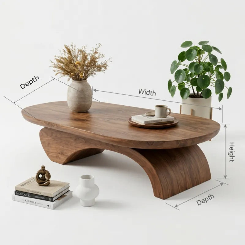 Handcrafted Live Edge Wood Sculptural Coffee Table For Living Room