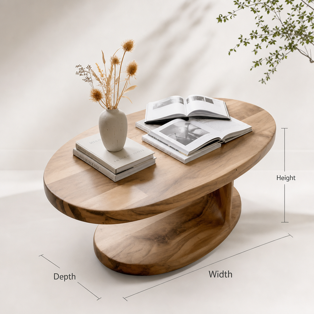 Handcrafted Oval Solid Wood Coffee Table Organic Elegance Meets Everyday Functionality