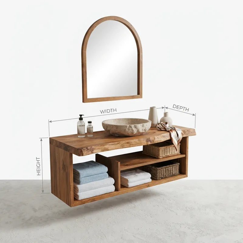 Handcrafted Rustic Bathroom Shelf with Open Storage