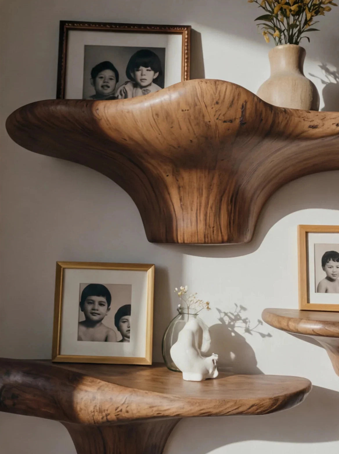 Handcrafted Rustic Mushroom Floating Shelf – Live Edge Wooden Wall Décor
