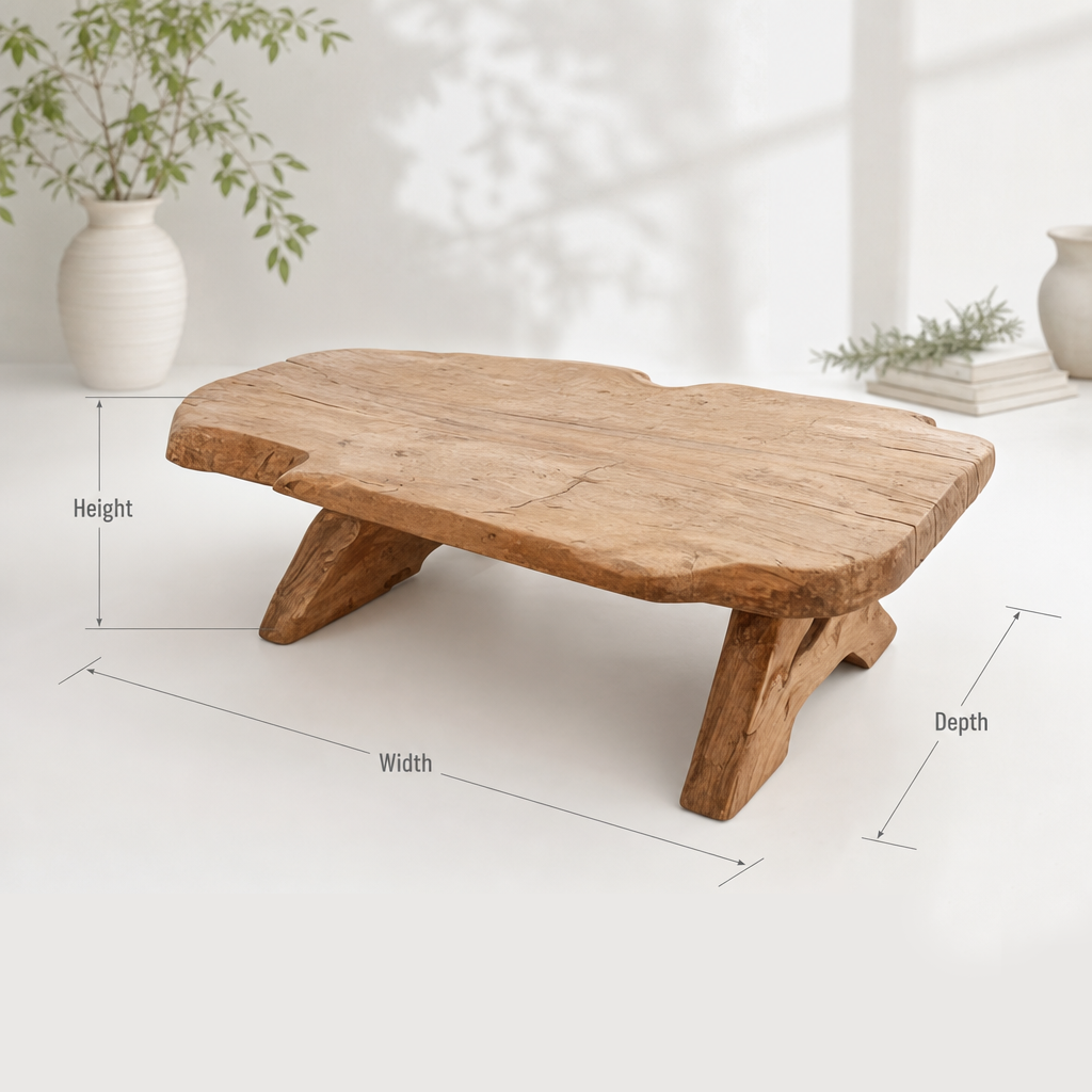 Handcrafted Rustic Solid Wood Coffee Table – With Shelf Storage
