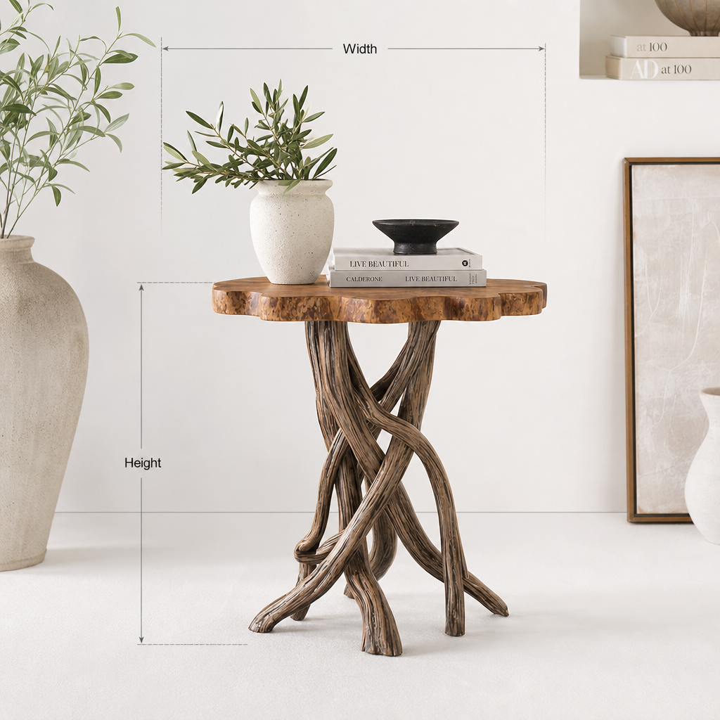 Handcrafted Rustic Wood End Table – Natural Solid Wood Accent Table