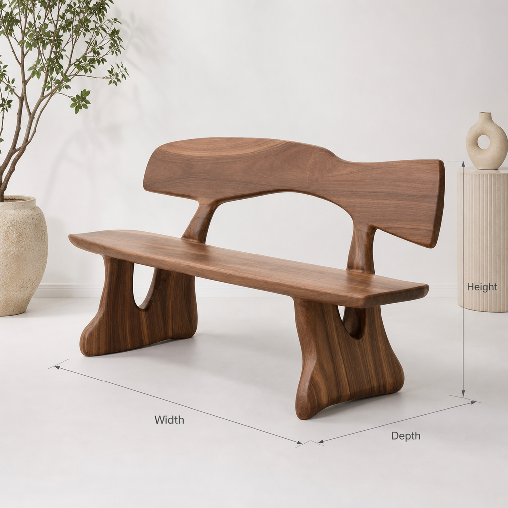 Rustic handcrafted live edge wood garden bench for outdoor natural decor