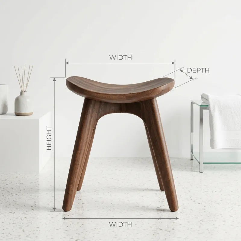 Handcrafted Sculptural Wood Shower Stool – Japandi Vanity & Bathtub Seat