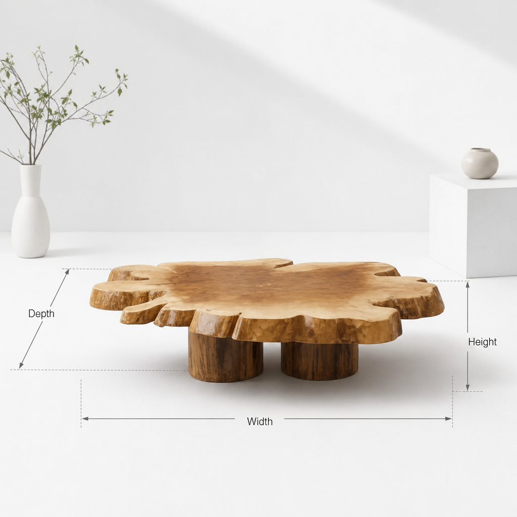 Handcrafted Solid Living Room Coffee Table – Live Edge Wood Design