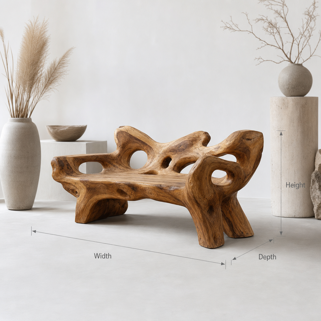 Custom handcrafted live edge solid wood bench for indoor outdoor seating