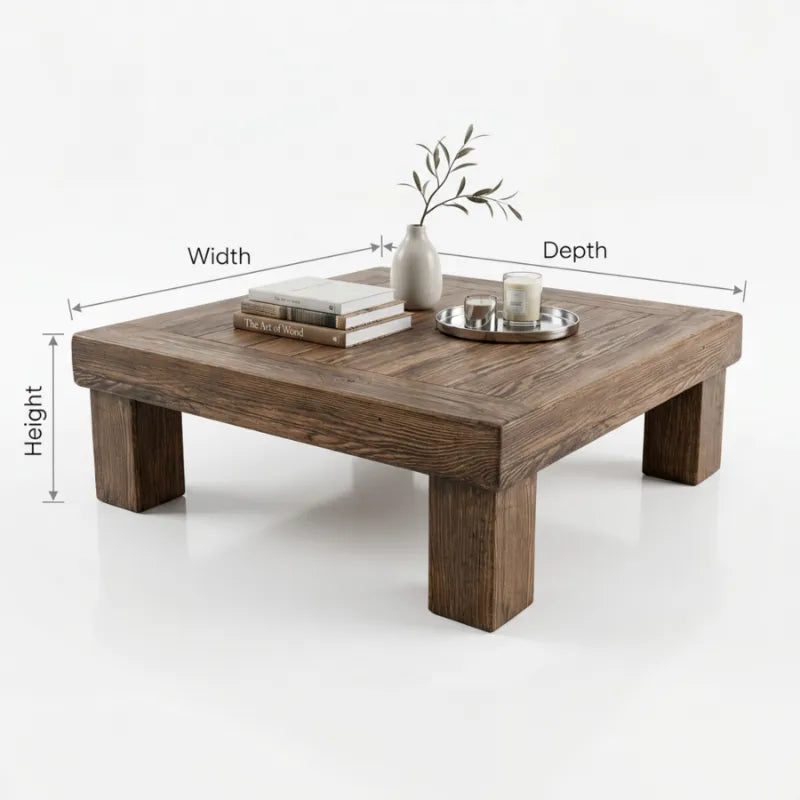 Handcrafted Solid Wood Block Coffee Table for Living Room