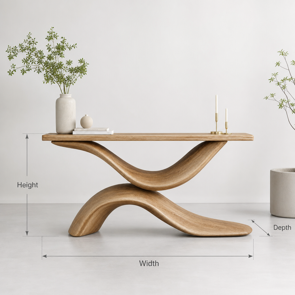 Handcrafted Solid Wood Console Table for Entryway, Living Room – Organic Modern Furniture