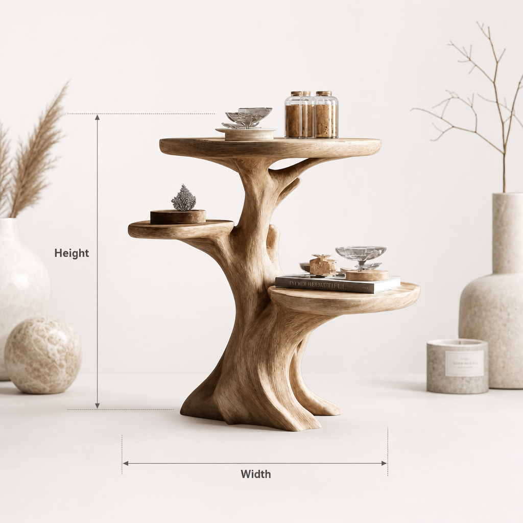 Handcrafted Solid Wood End Table – Tree-Inspired Sculptural Accent Table