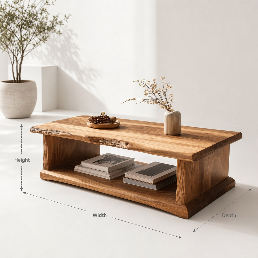 Handcrafted Solid Wood Live Edge Coffee Table – Organic Driftwood Style