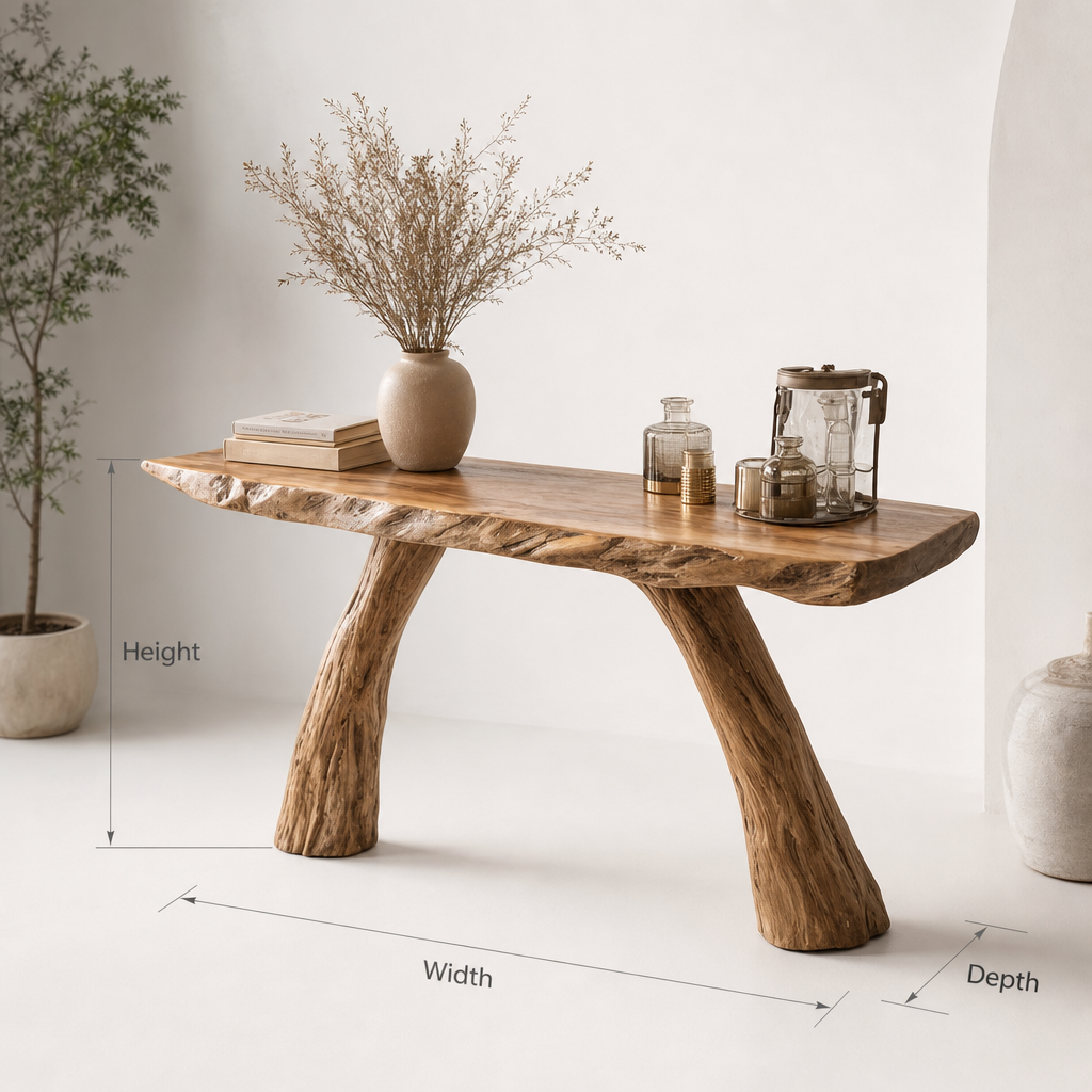 Handcrafted Solid Wood Live Edge Console Table – Rustic Entryway & Hallway Accent Furniture
