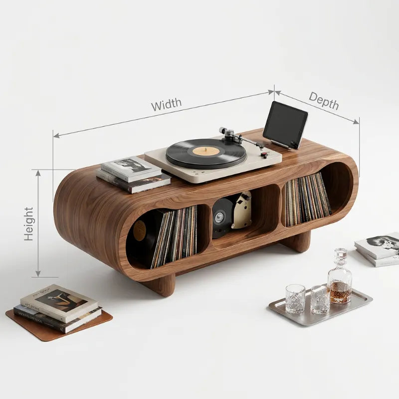 Handcrafted Solid Wood Record Stand For Holiday Home Decor