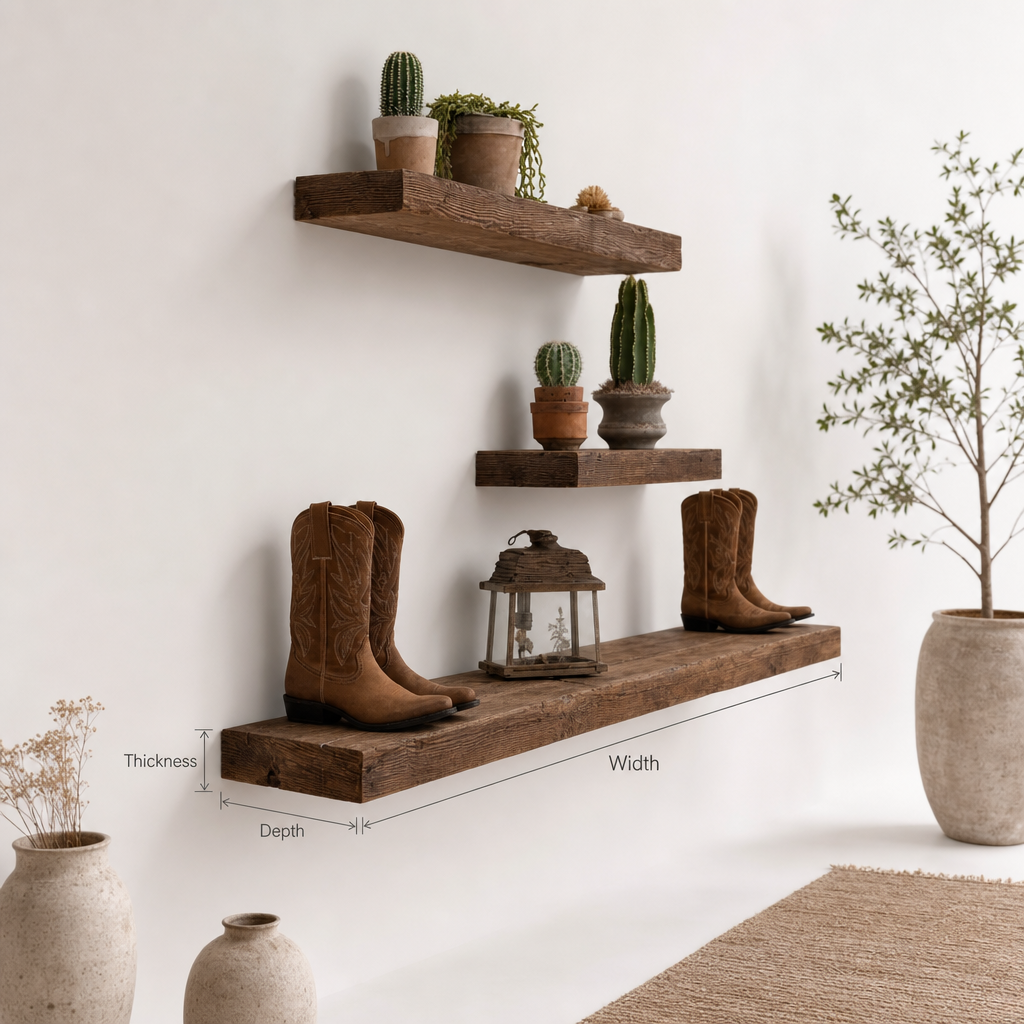 Handcrafted Solid Wood Rustic Floating Shelves – Live Edge Wall Shelf
