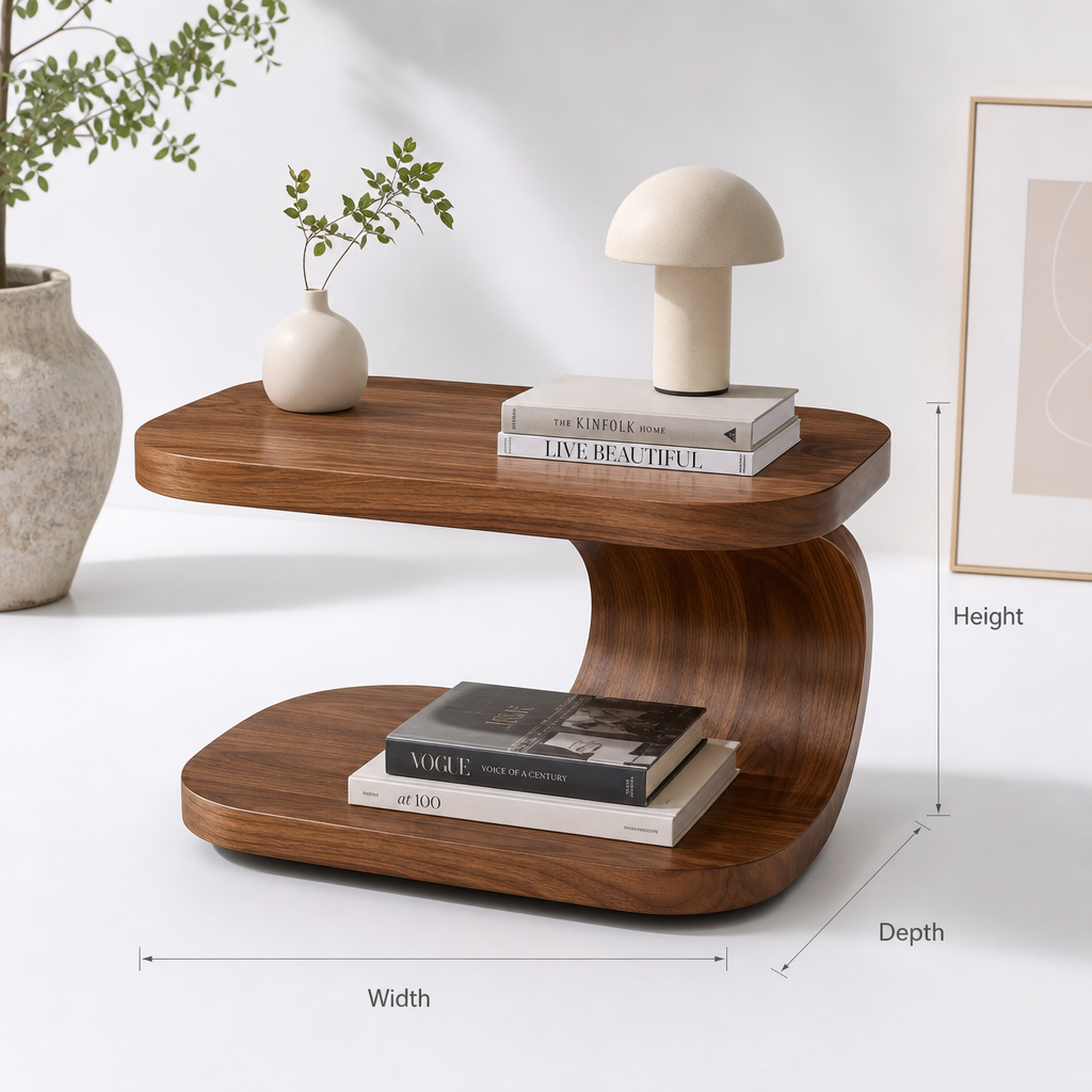 Handcrafted Solid Wood Sculptural End Table Artistic Elegance with Everyday Functionality