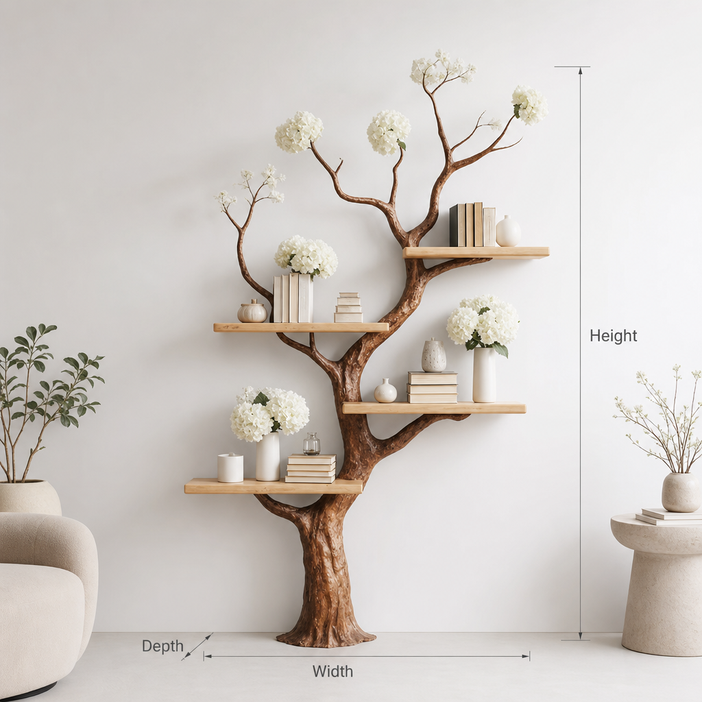 Handcrafted Solid Wood Tree BookShelf – Nature-Inspired Home Décor