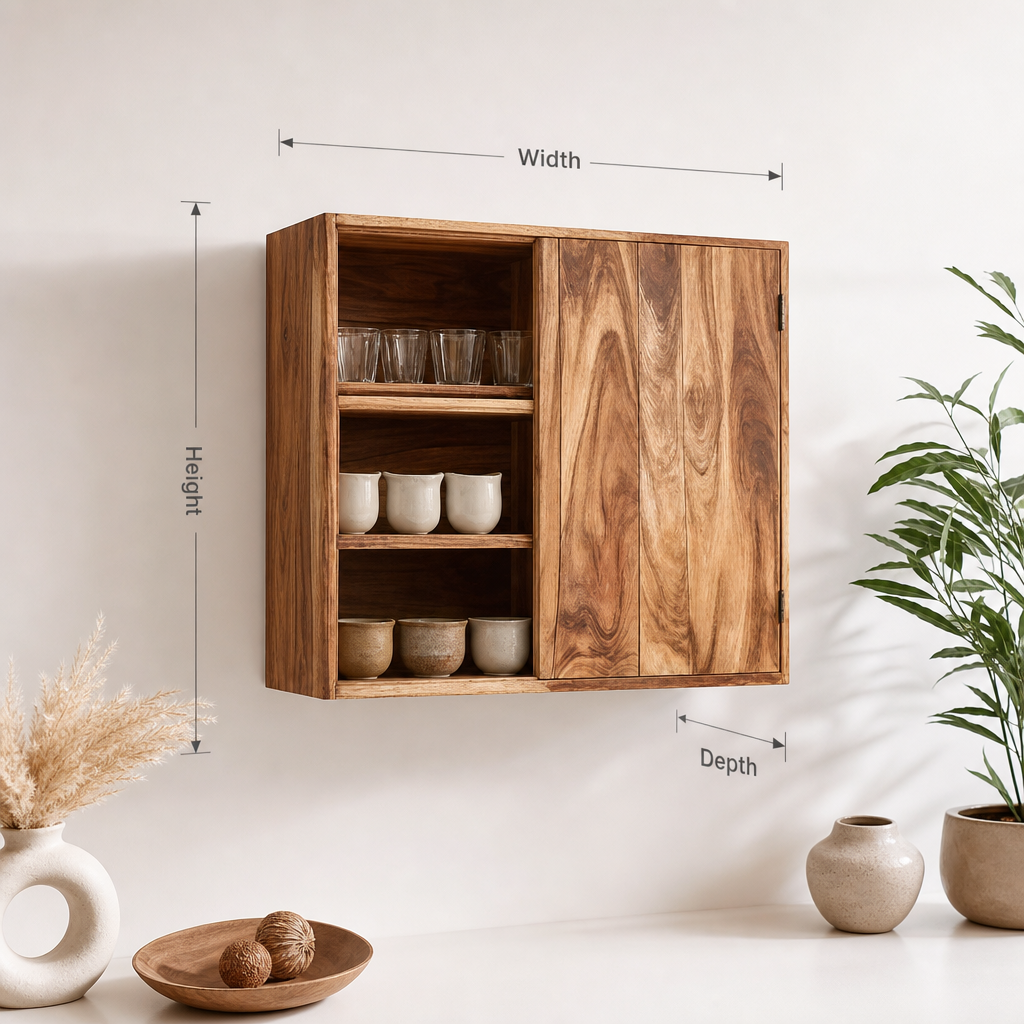 Handcrafted Solid Wood Wall Cabinet – Minimalist Hanging Shelf