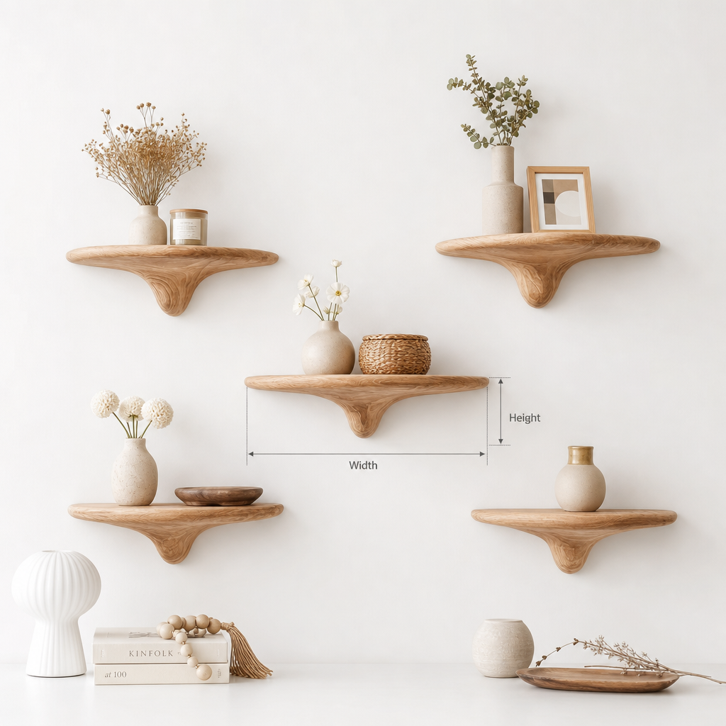 Handcrafted Solid Wood Wall Shelf – Organic Floating Shelf for Decor