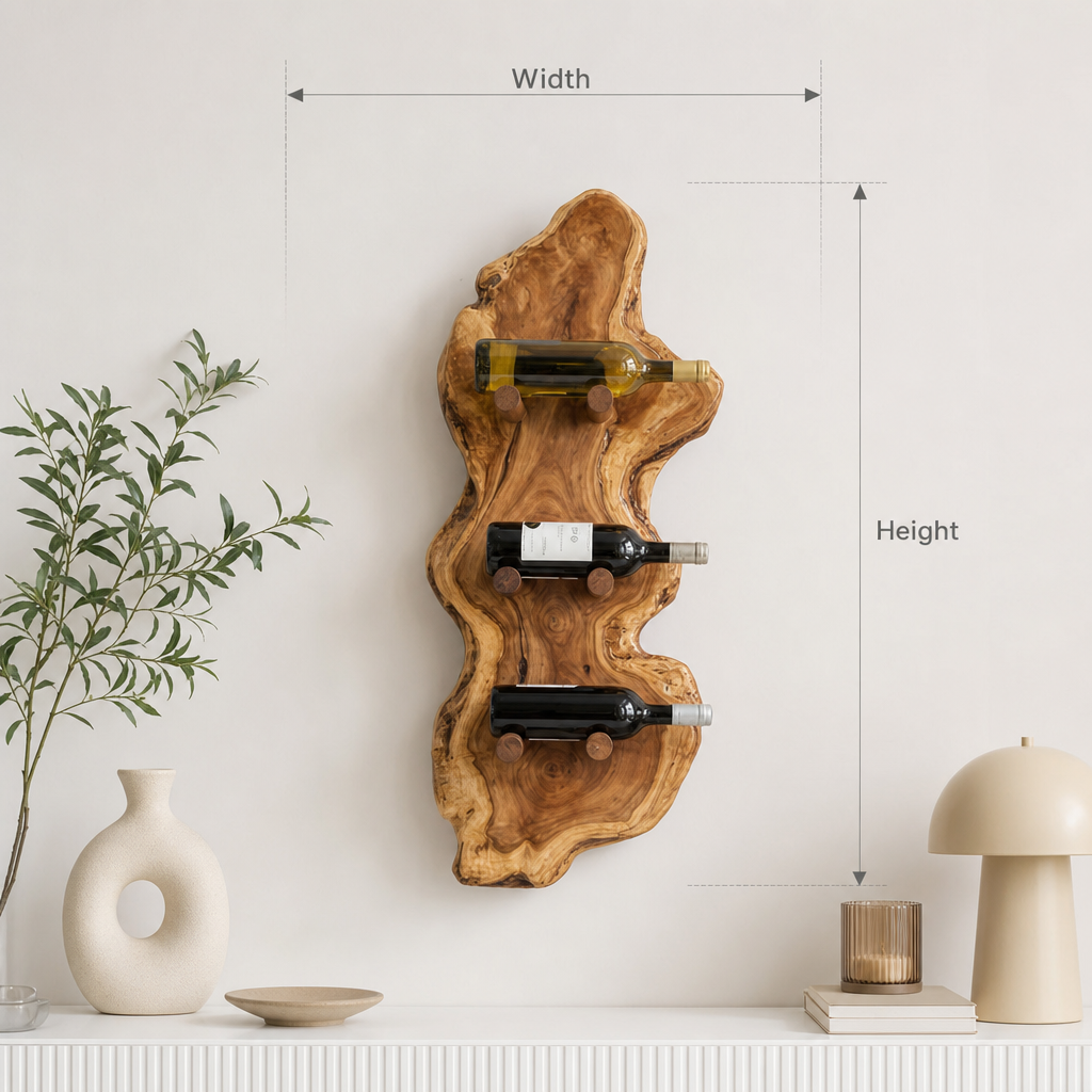 Handcrafted Solid Wood Wine Rack – Rustic Farmhouse Wine Holder for Kitchen or Home Bar