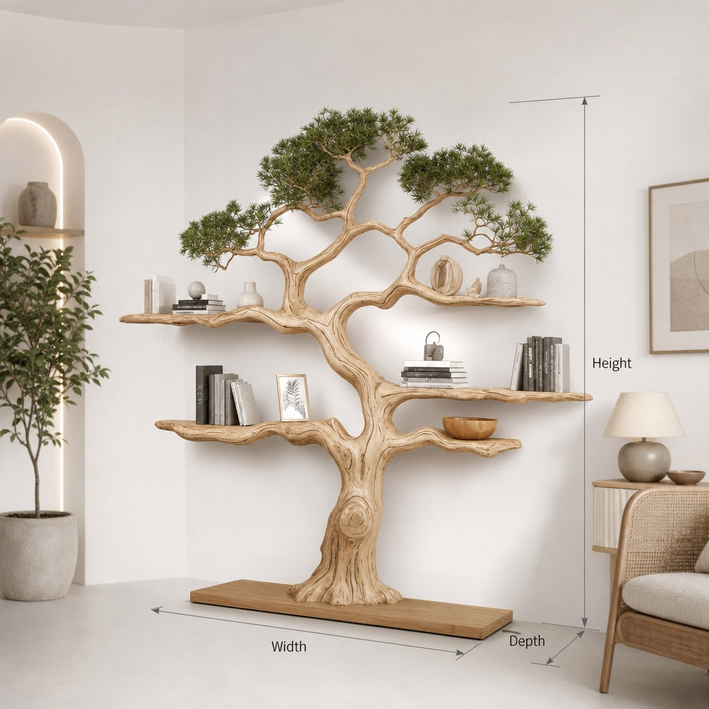 Handcrafted Tree Bookshelf – Large Wooden Branch Bookcase for Home Decor