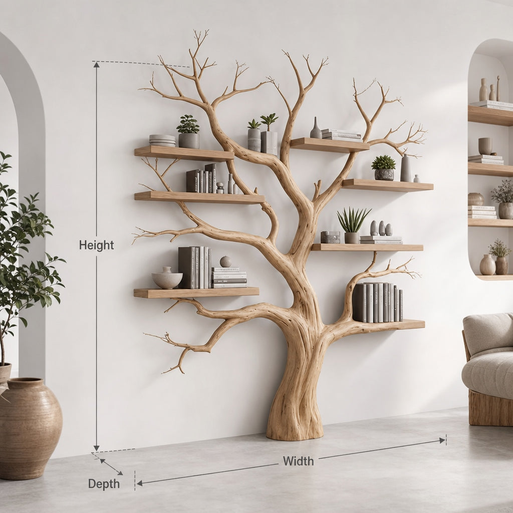 Wall tree bookshelf handcrafted to create an artistic branch decor display option