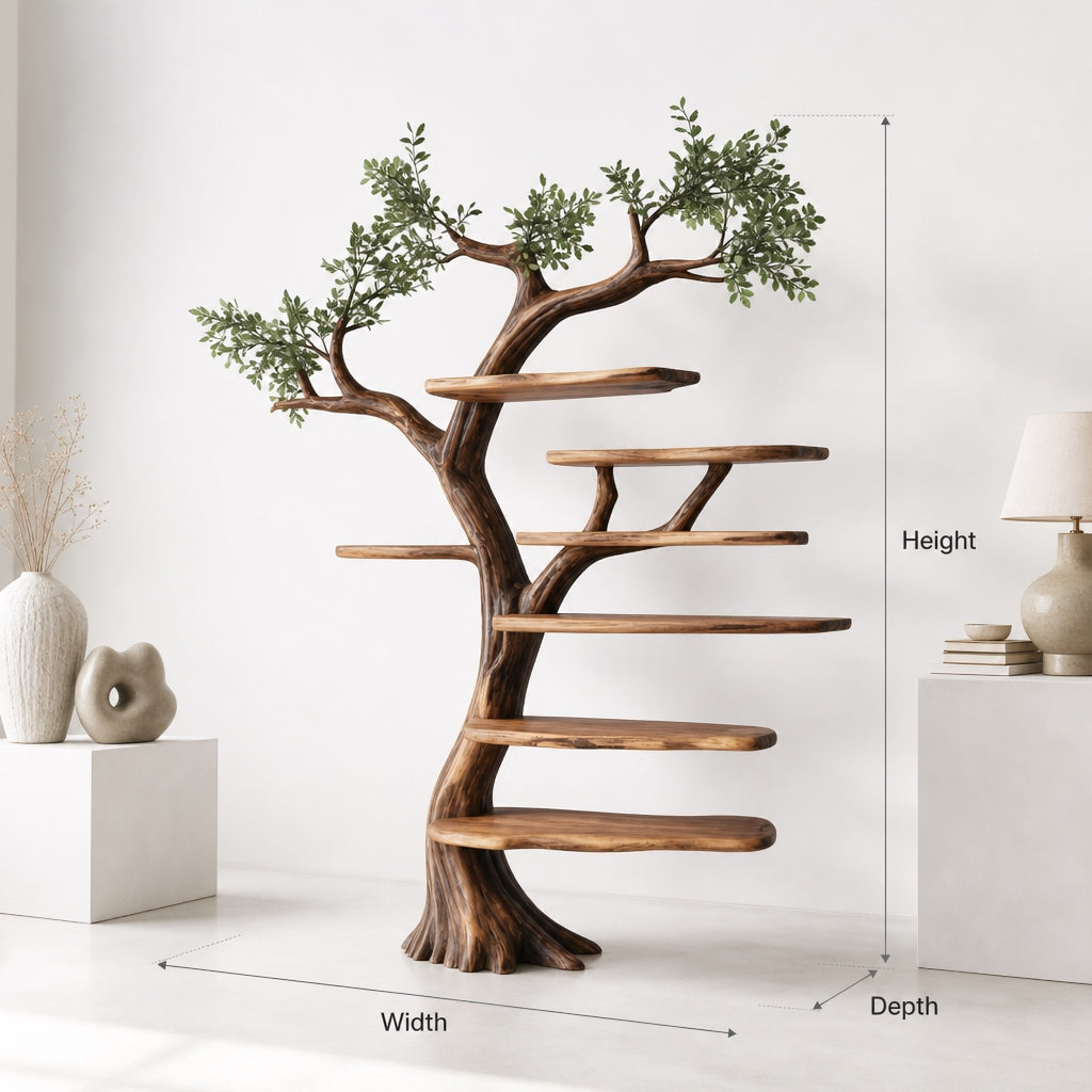 Book tree bookshelf standing vertical for a creative branch bookcase display