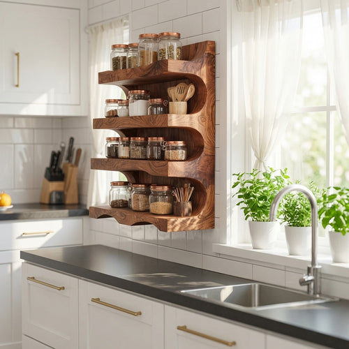 Handmade Spice Storage Rack Farmhouse Style For Kitchen
