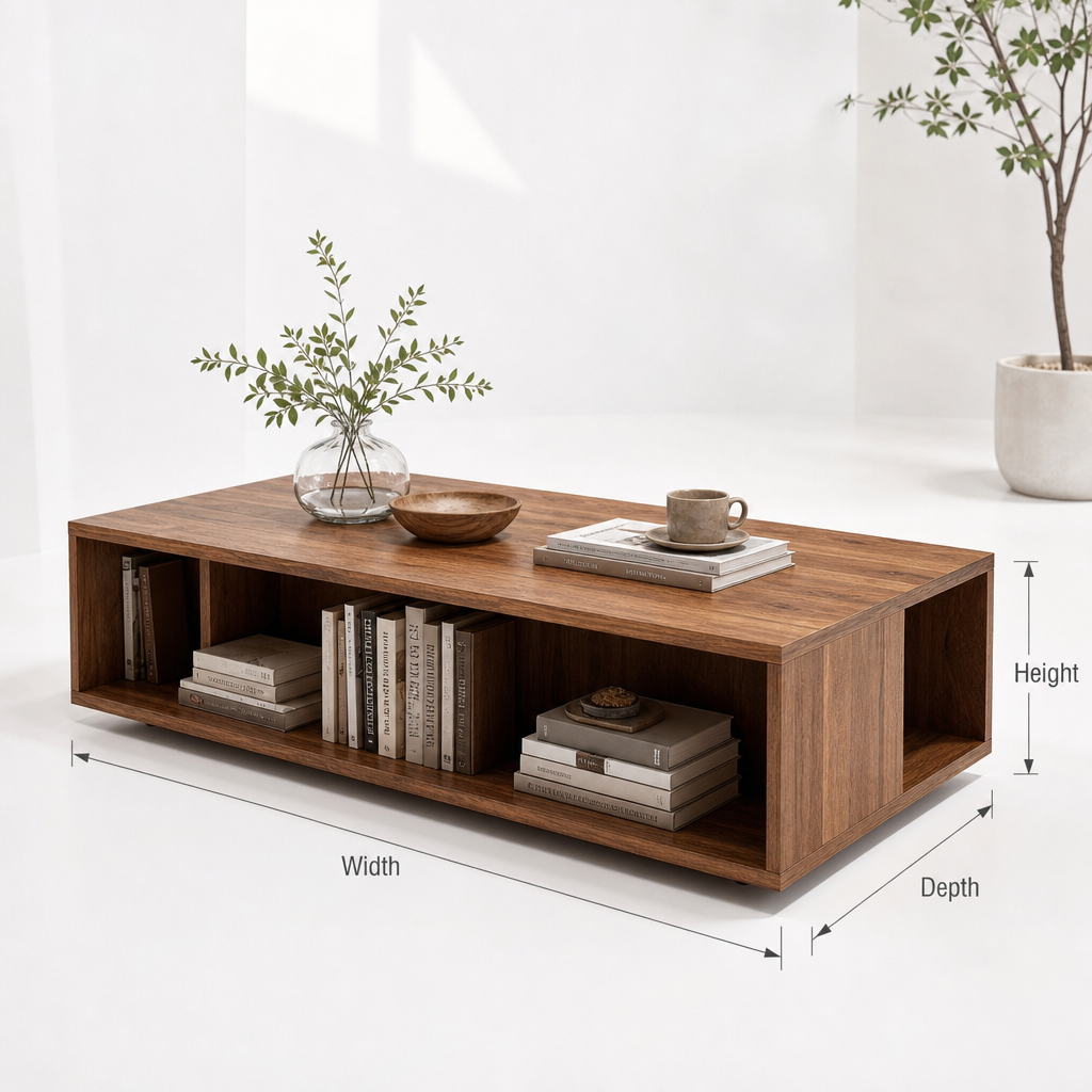 Handmade Boho Wood Coffee Table: Solid Wood Modern Design