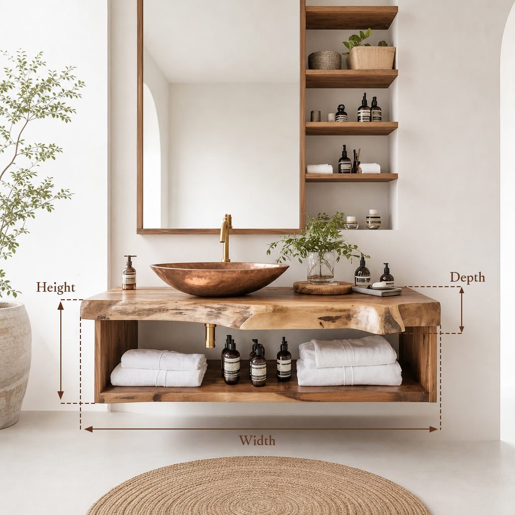 Handmade Floating Bathroom Vanity – Farmhouse Solid Wood