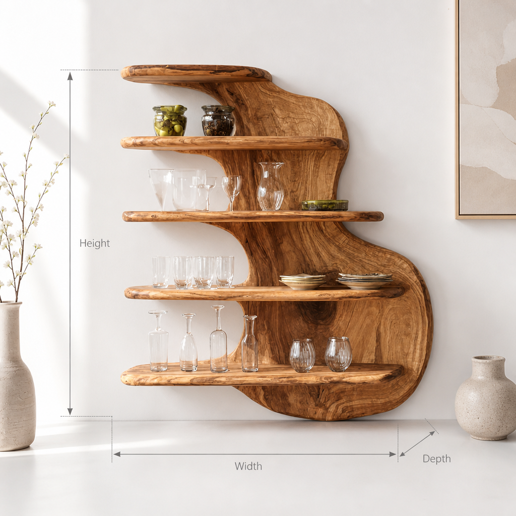 Handmade Floating Kitchen Cabinet – Rustic Farmhouse Live Edge Wall Shelf Storage