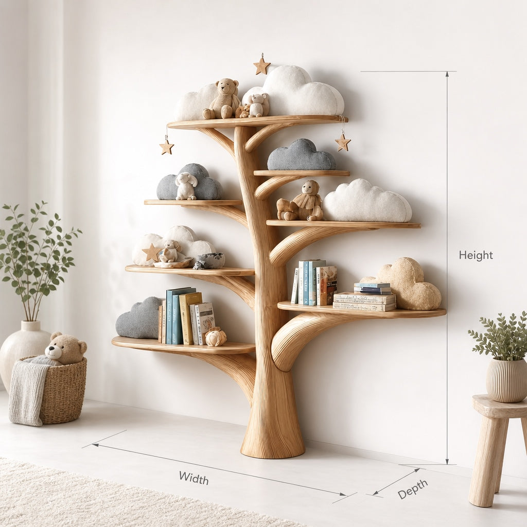 Handmade Kids Bookcase – Solid Wood Floating Shelves for Nursery & Montessori Display