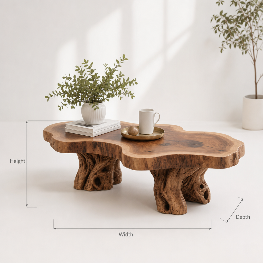 Handmade Live Edge Coffee Table – Rustic Solid Wood Slab for Modern Farmhouse Decor