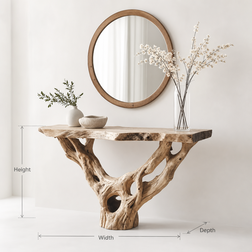 Handmade Live Edge Console Table – Rustic Farmhouse Narrow Entryway Wood